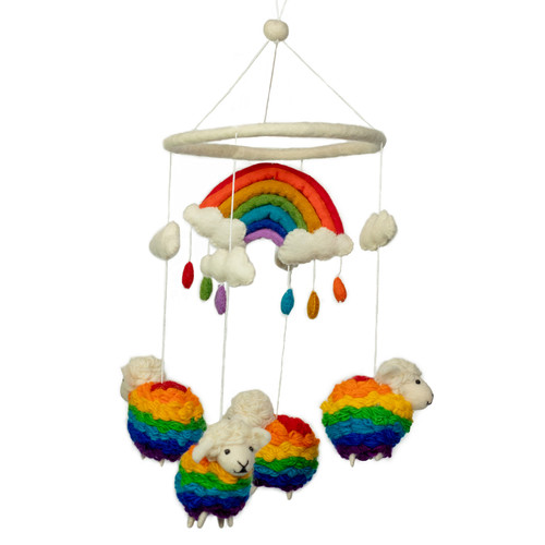 Handmade felt mobile rainbow - handmade,