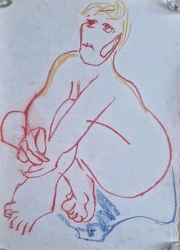 Nude female original pastel - nude,