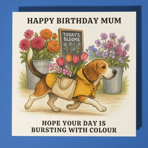 Beagle happy birthday mum - -,