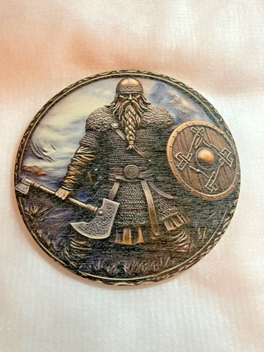 Viking themed wooden coaster - viking,