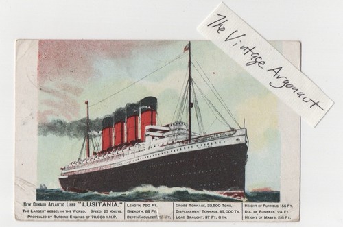 Rare 1907 rms lusitania - rms,