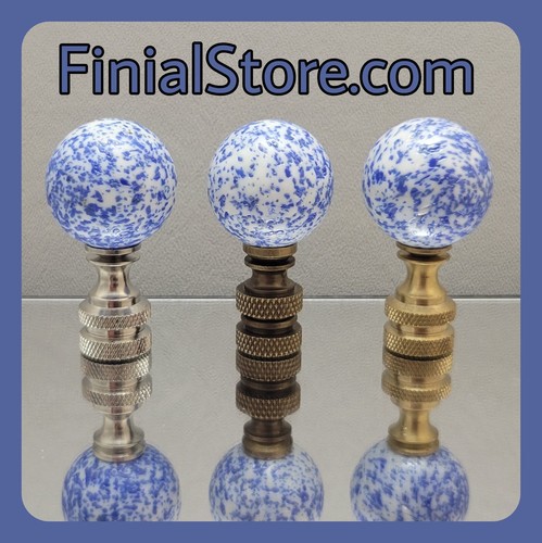 Blue speckled white glass lamp - white,