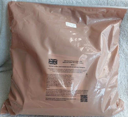 British 24hr ration pack menu - 24hr,