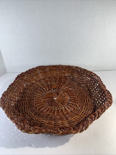 Vtg brown wicker hexagon bread - vtg,