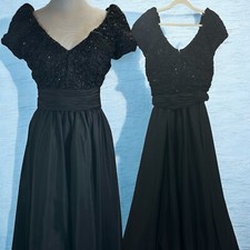 Vtg 80s Alyce Designs Dark Romance Whimsygoth Black Prom Bridesmaid Dress szL