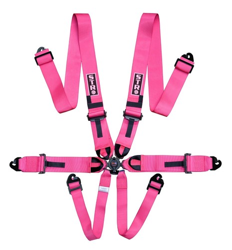 Pink fluo point race harness - 6-point,