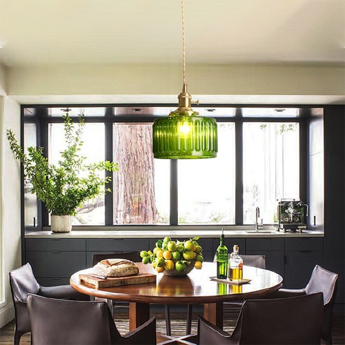 Green glass pendant light - pendant,