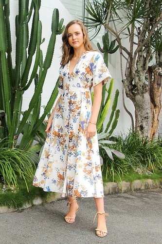 Erdem ischia palm floral - palm, midi