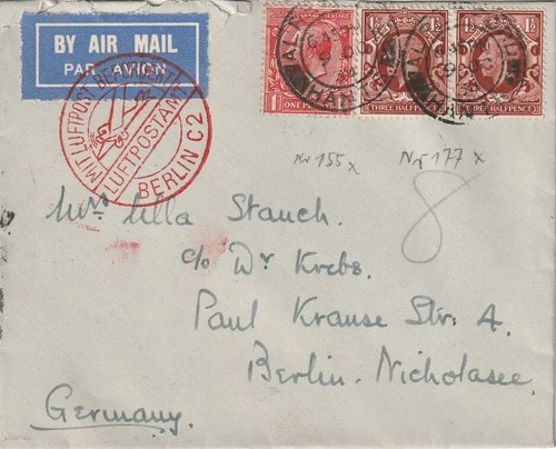 Great britain airmail cover - great,