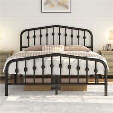 Metal Bed Frame with Arched Headboard and Footboard/Heavy Duty Slat Support