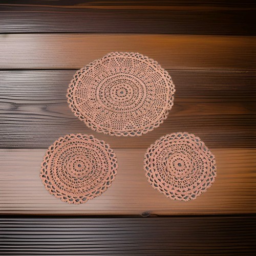 Vintage doily set pink - set, round