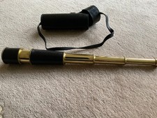 Brass Folding Telescope.  Extends up to 48cm in leather bag with strap