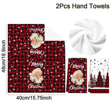 2Pcs Christmas Kitchen Towels Buffalo Plaid Xmas Hand Dish Towels 2025