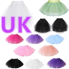 UK Girls 4 Layers Tulle Skirts Ballet Dance Princess Party Underskirt Dancewear