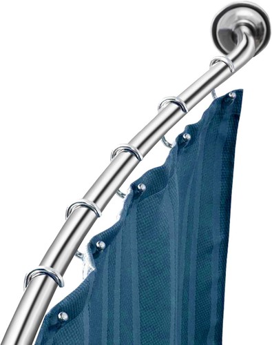 Curved shower curtain - curtain, rod