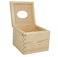 Wooden square tissue box napkin holder opened from top