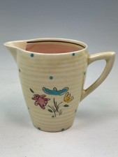 Clarice Cliff BON JOUR (pink) pattern, Lynton (ribbed) milk jug, 7cm, circa 1...