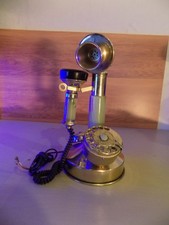 Vintage Onyx & Brass Candlestick Telephone Untested