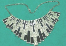 Cleopatra Egyptian Style Black + Gold Flat Plate Bib Necklace