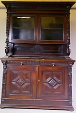 NEWLY French Polished VICTORIAN FRENCH BRETON BUFFET c1880 WALNUT CARVED DRESSER