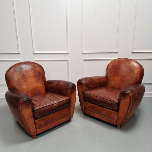 Pair vintage french leather - of,