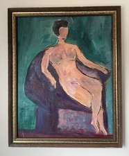 Original Modernist Abstract Style Figurative Oil On Board Painting