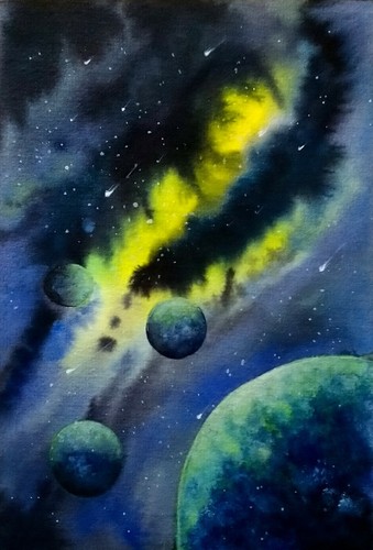 Cosmos original watercolor - cosmos,,