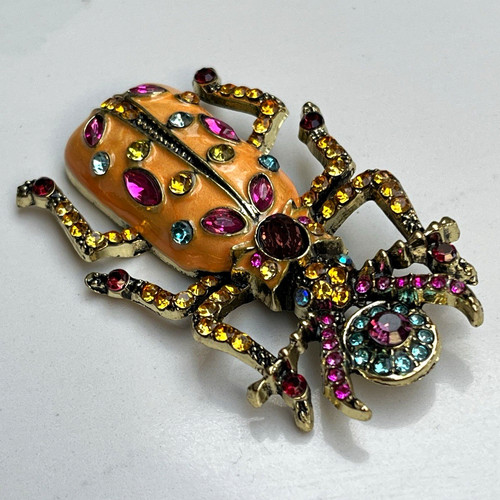 Multicolour beetle brooch pin - brooch,