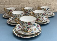 6 vintage 1950s Regency floral chintz  china cup saucer side plate trios tea set