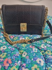Authentic Coach Exotic Skin Python Snake Leather 2Way Hand Shoulder Bag Black 