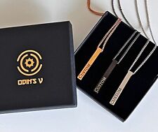 Personalised Name Bar Necklace Custom Engraved Jewellery Gift Stainless Steel UK