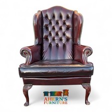 *Vintage Oxblood Leather Chesterfield Wing Back Chair FREE DELIVERY ?*