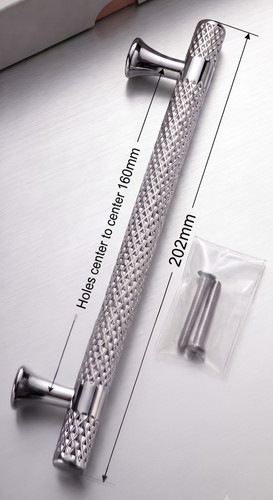 Knurled chrome cabinet handles - chrome,