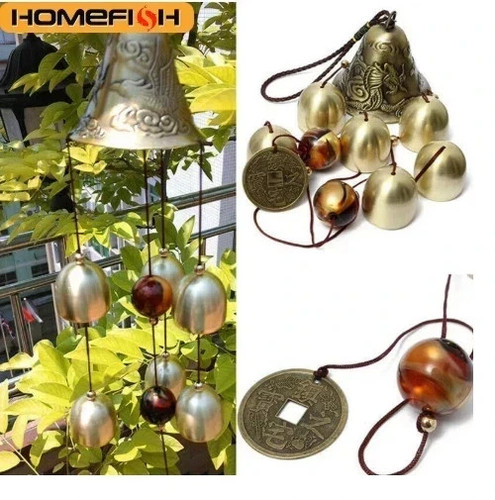 Large copper bell wind chime - copper,