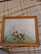 The Three Ducks Painting With Frame Signed By Vernon Ward