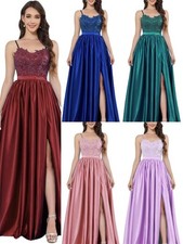 Strap V Neck Satin Evening