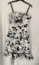 Renato Nucci y2K Black White Little Short Dress Thin Strap Floral Mini UK 10
