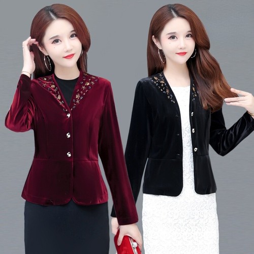 Women velvet jacket coat - jacket,
