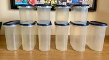 10 x Plastic Stackable Airtight Storage Containers - 6 x 2 Litre & 4 x 1 Litre
