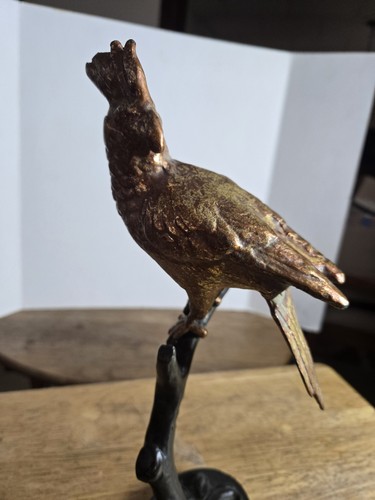 Vintage metal painted parrot - painted,