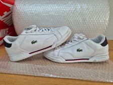 Mens Lacoste Twin Serve White Trainer Size 9.5 Lace Up Casual Shoes Leather