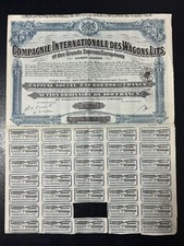 Compagnie Internationale Wagons Antique 100 Franks Bond Stock Share Certificate