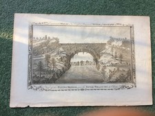 18th C engraving Flying Bridge over River Whang-Ho China M Rennoldson engraver 