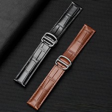 Quality Genuine Leather Folding Clasp Watch band Strap 14-25mm for Cartier Tank