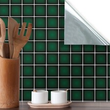 Dolls House Wallpapers, Dark Green Wall Tiles 1:24, Set of 4 Stick On Miniatures