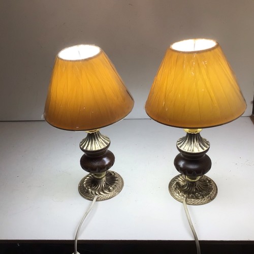 Pair vintage brass bedside - of,