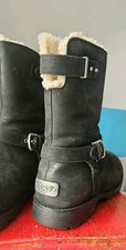 UGG® AUSTRALIA GRANDLE BLACK LEATHER BIKER BOOTS UK 5 EUR 38 RRP£250