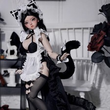 Full Set 1/4 BJD Doll SD Resin Ball Jointed Doll Girl Maid Japanese Manga Cat