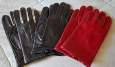 2 pr M&S LEATHER GLOVES, BROWN + RED, 1PR ISOTONER BROWN/CREAM ALL THERMAL LINED