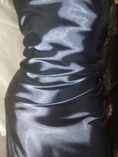 VTG SATIN SHINY LIQUID SLIT COWL DRAPE CASCADE NECK NEGLIGEE NIGHTGOWN NEW S